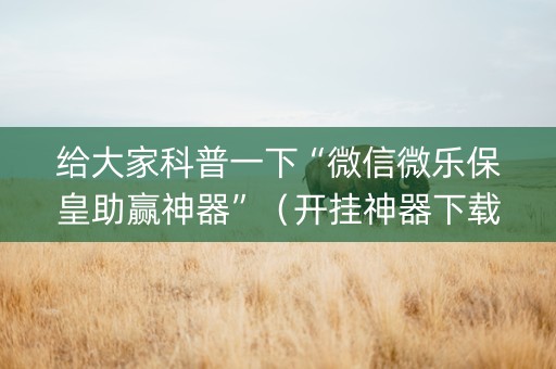 给大家科普一下“微信微乐保皇助赢神器”（开挂神器下载)