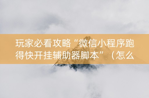 玩家必看攻略“微信小程序跑得快开挂辅助器脚本”（怎么控制输赢)