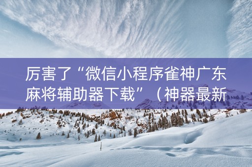 厉害了“微信小程序雀神广东麻将辅助器下载”（神器最新免费)