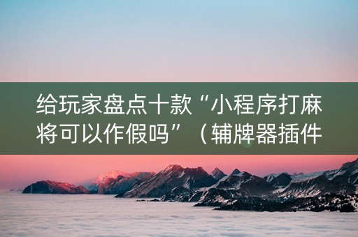 给玩家盘点十款“小程序打麻将可以作假吗”（辅牌器插件购买)