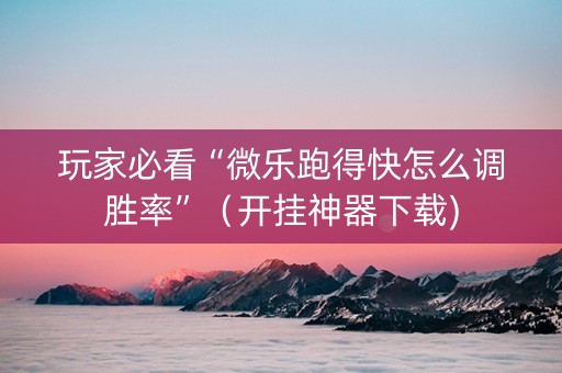 玩家必看“微乐跑得快怎么调胜率”（开挂神器下载)