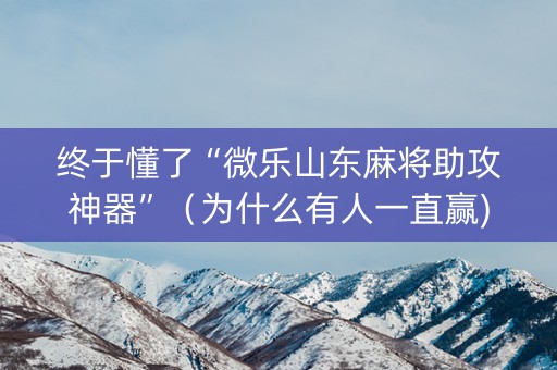 终于懂了“微乐山东麻将助攻神器”（为什么有人一直赢)