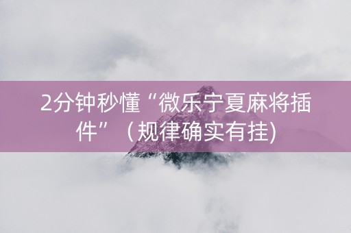 2分钟秒懂“微乐宁夏麻将插件”（规律确实有挂)