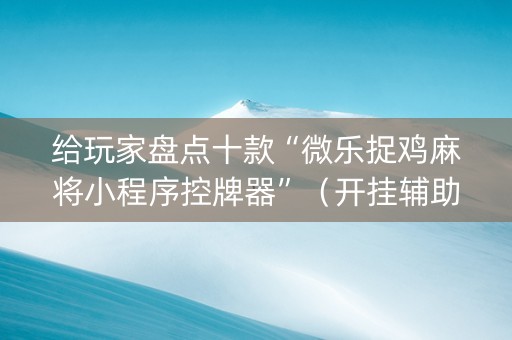 给玩家盘点十款“微乐捉鸡麻将小程序控牌器”（开挂辅助脚本)