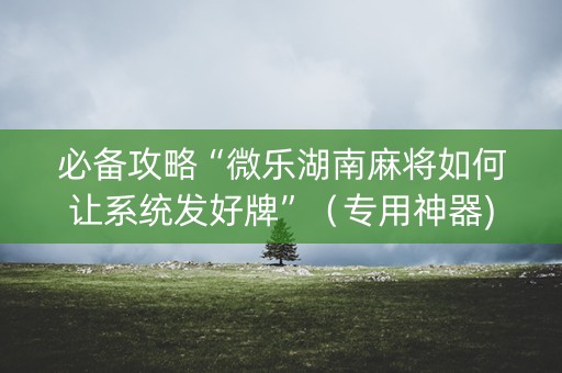 必备攻略“微乐湖南麻将如何让系统发好牌”（专用神器)