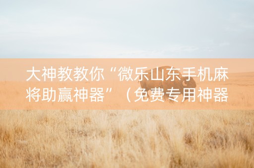 大神教教你“微乐山东手机麻将助赢神器”（免费专用神器)