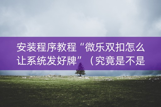 安装程序教程“微乐双扣怎么让系统发好牌”（究竟是不是有挂)