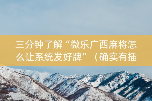 三分钟了解“微乐广西麻将怎么让系统发好牌”（确实有插件吗)