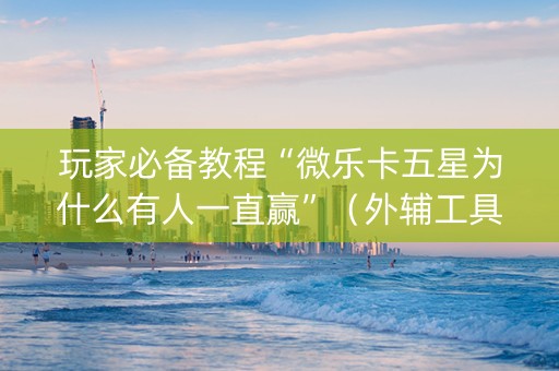 玩家必备教程“微乐卡五星为什么有人一直赢”（外辅工具)