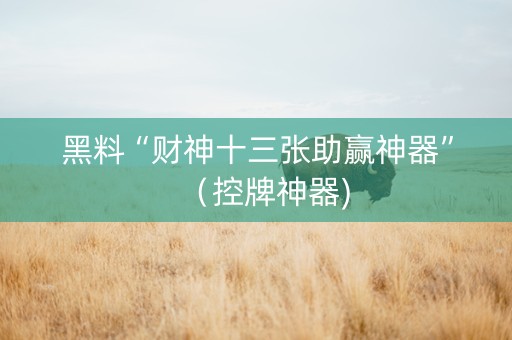 黑料“财神十三张助赢神器”（控牌神器)
