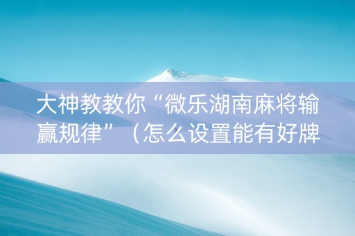大神教教你“微乐湖南麻将输赢规律”（怎么设置能有好牌)