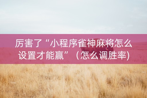 厉害了“小程序雀神麻将怎么设置才能赢”（怎么调胜率)