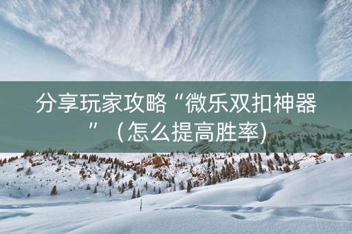 分享玩家攻略“微乐双扣神器”（怎么提高胜率)