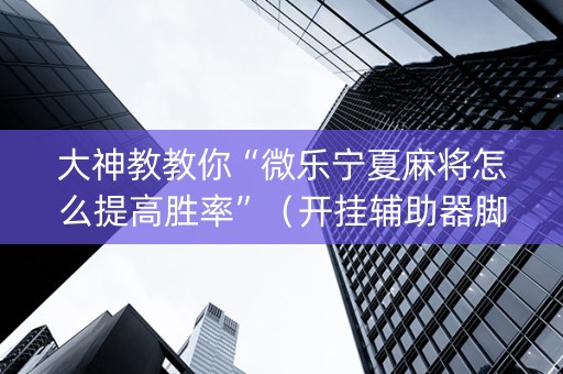 大神教教你“微乐宁夏麻将怎么提高胜率”（开挂辅助器脚本)