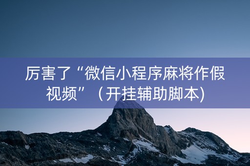 厉害了“微信小程序麻将作假视频”（开挂辅助脚本)