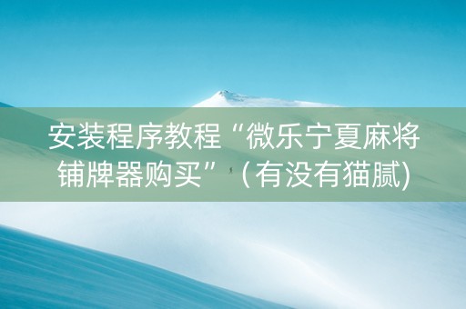 安装程序教程“微乐宁夏麻将铺牌器购买”（有没有猫腻)