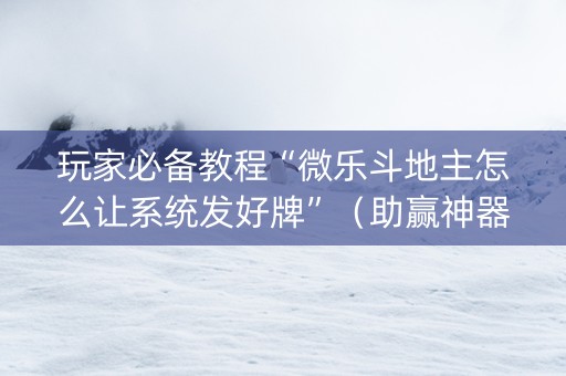 玩家必备教程“微乐斗地主怎么让系统发好牌”（助赢神器)