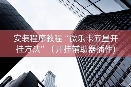 安装程序教程“微乐卡五星开挂方法”（开挂辅助器插件)