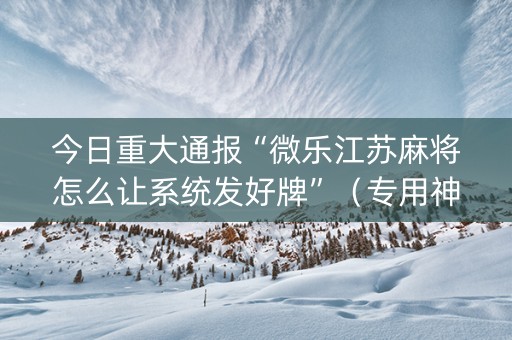 今日重大通报“微乐江苏麻将怎么让系统发好牌”（专用神器)