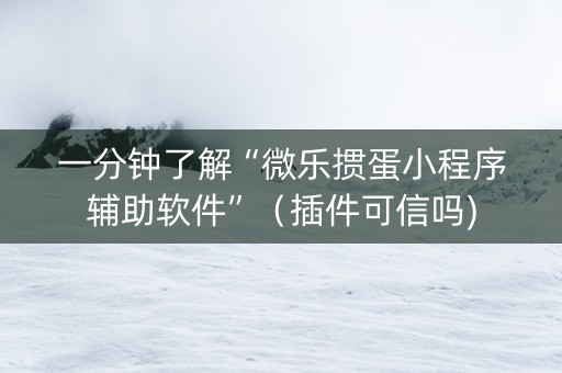 一分钟了解“微乐掼蛋小程序辅助软件”（插件可信吗)
