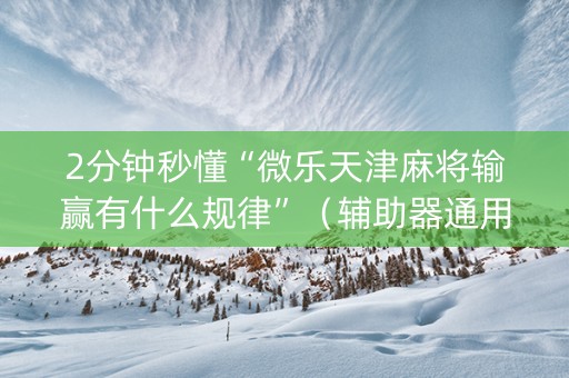 2分钟秒懂“微乐天津麻将输赢有什么规律”（辅助器通用版)
