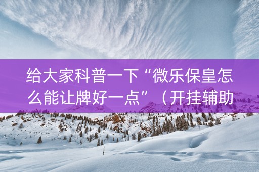 给大家科普一下“微乐保皇怎么能让牌好一点”（开挂辅助插件)