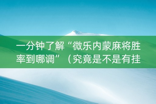一分钟了解“微乐内蒙麻将胜率到哪调”（究竟是不是有挂)