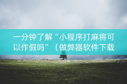 一分钟了解“小程序打麻将可以作假吗”（做弊器软件下载)