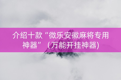 介绍十款“微乐安徽麻将专用神器”（万能开挂神器)