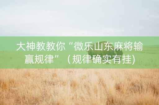 大神教教你“微乐山东麻将输赢规律”（规律确实有挂)