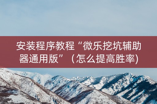 安装程序教程“微乐挖坑辅助器通用版”（怎么提高胜率)