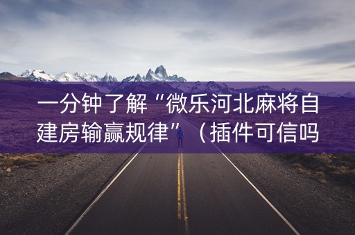 一分钟了解“微乐河北麻将自建房输赢规律”（插件可信吗)