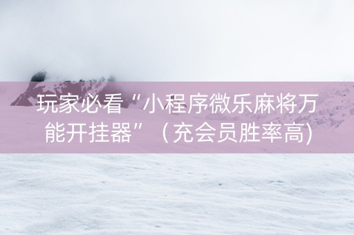 玩家必看“小程序微乐麻将万能开挂器”（充会员胜率高)