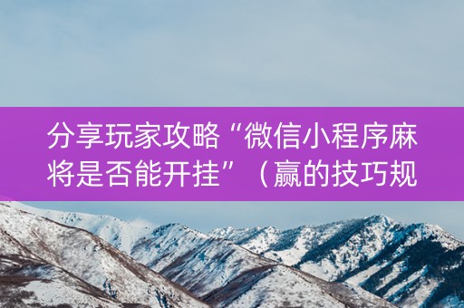 分享玩家攻略“微信小程序麻将是否能开挂”（赢的技巧规律)