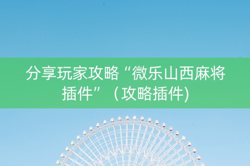 分享玩家攻略“微乐山西麻将插件”（攻略插件)