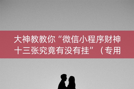 大神教教你“微信小程序财神十三张究竟有没有挂”（专用神器)