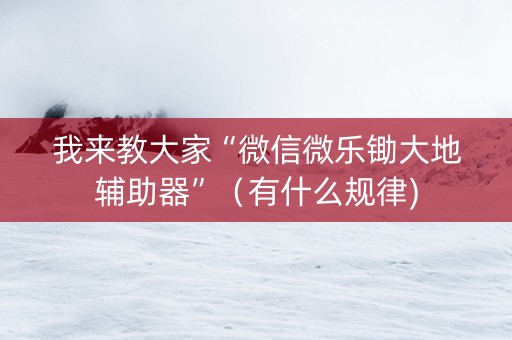 我来教大家“微信微乐锄大地辅助器”（有什么规律)
