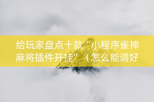 给玩家盘点十款“小程序雀神麻将插件开挂”（怎么能调好牌)