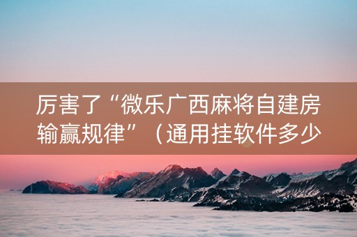 厉害了“微乐广西麻将自建房输赢规律”（通用挂软件多少钱)