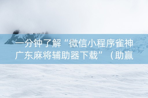 一分钟了解“微信小程序雀神广东麻将辅助器下载”（助赢神器)