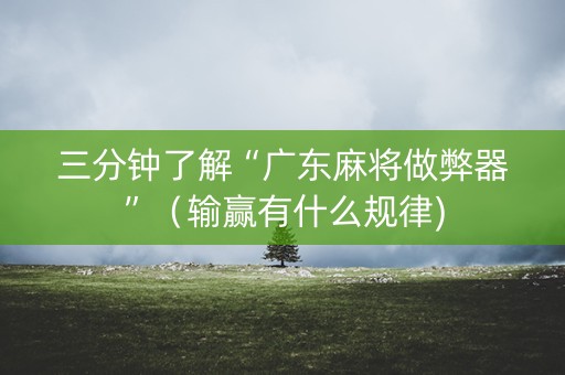三分钟了解“广东麻将做弊器”（输赢有什么规律)