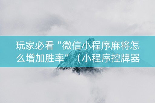 玩家必看“微信小程序麻将怎么增加胜率”（小程序控牌器)