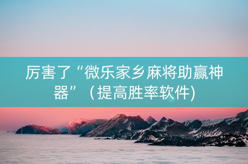 厉害了“微乐家乡麻将助赢神器”（提高胜率软件)