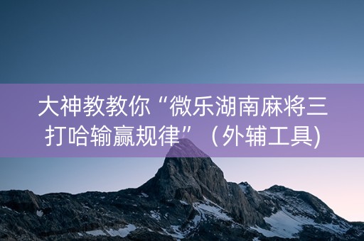 大神教教你“微乐湖南麻将三打哈输赢规律”（外辅工具)