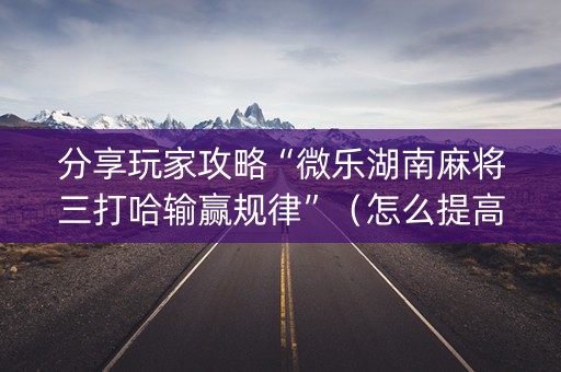 分享玩家攻略“微乐湖南麻将三打哈输赢规律”（怎么提高胜率)