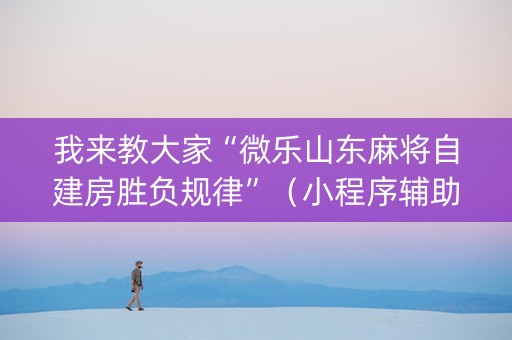我来教大家“微乐山东麻将自建房胜负规律”（小程序辅助软件)