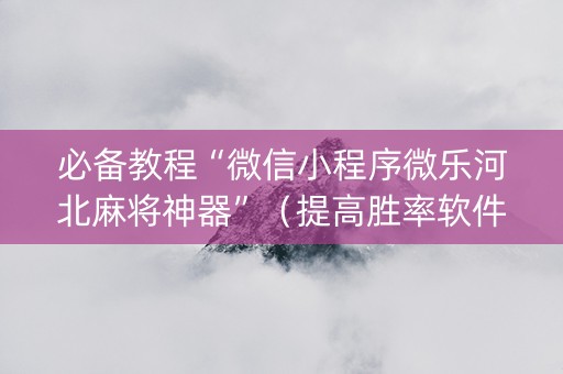 必备教程“微信小程序微乐河北麻将神器”（提高胜率软件)