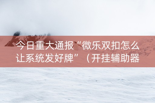 今日重大通报“微乐双扣怎么让系统发好牌”（开挂辅助器插件)