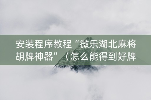 安装程序教程“微乐湖北麻将胡牌神器”（怎么能得到好牌)