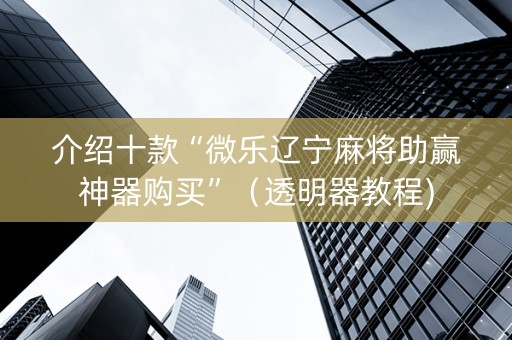 介绍十款“微乐辽宁麻将助赢神器购买”（透明器教程)